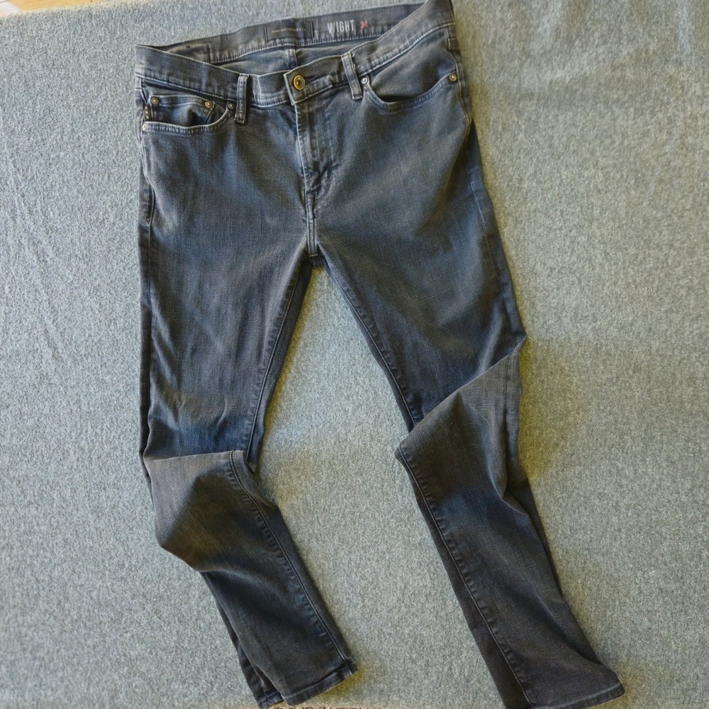 John Varvatos USA Wight Mens Skinny Charcoal Denim Jeans Faded Sz 34 Rock Luxury